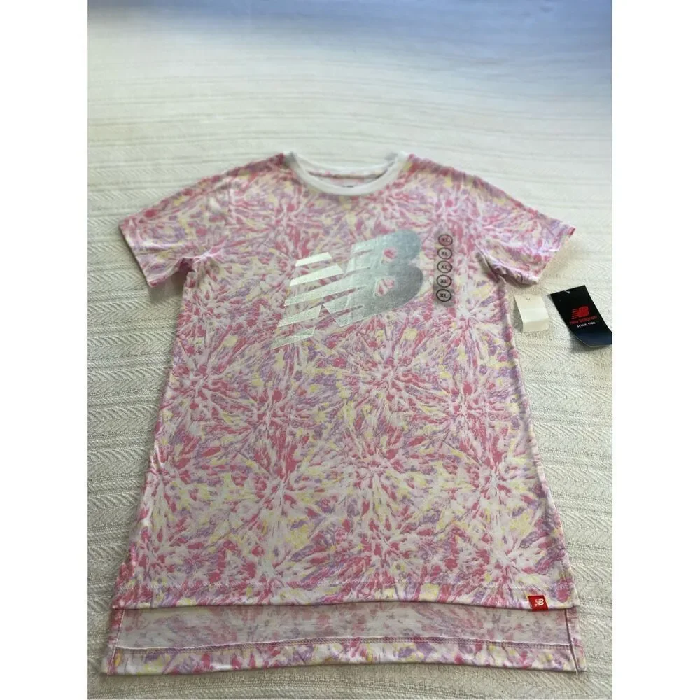 NEW BALANCE GIRLS XLARGE TSHIRT IN PINK LEMONADE